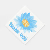 Serviette En Papier Mariage à fleurs bleu turquoise Merci (Coin)