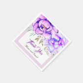 Serviette En Papier Mariage à fleurs d'aquarelle violette (Coin)