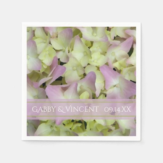 Serviette En Papier Mariage à fleurs d'Hydrangea presque rose (Devant)