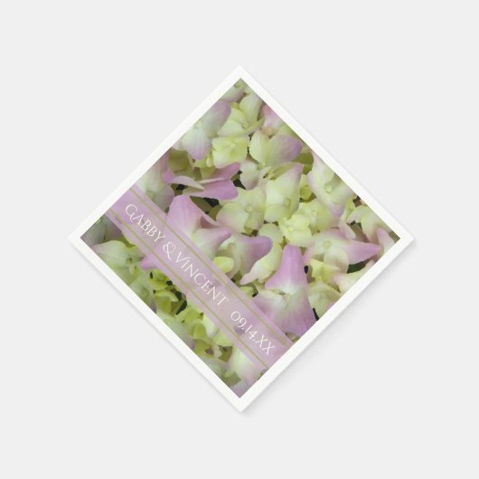 Serviette En Papier Mariage à fleurs d'Hydrangea presque rose (Coin)