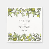 Serviette En Papier Mariage à la branche d'olive moderne (Devant)