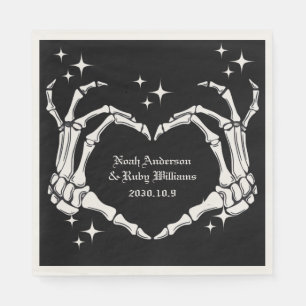Serviette En Papier Mariage à la main en forme de cœur de squelette