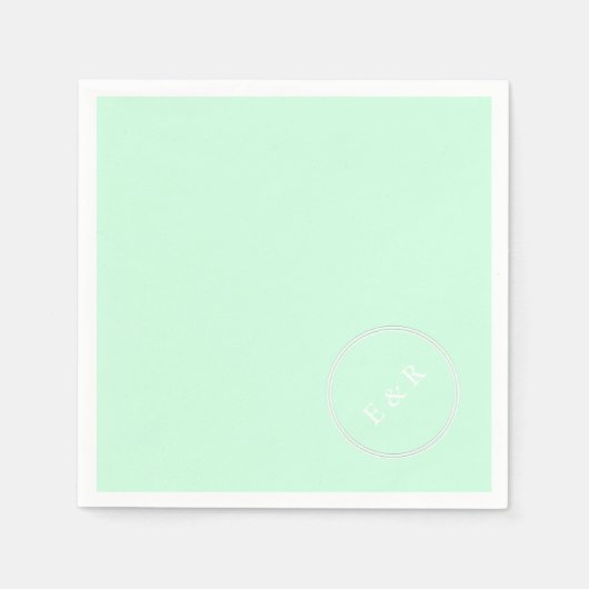 Serviette En Papier Mariage à la menthe verte Pastel (Devant)
