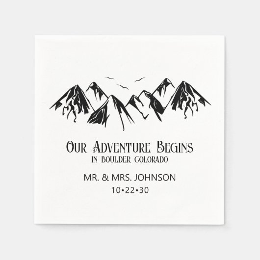 Serviette En Papier Mariage à la Montagne (Devant)