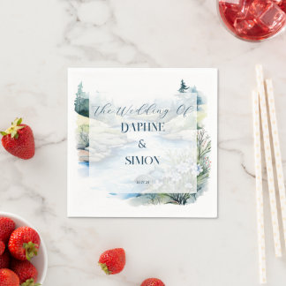 Serviette En Papier Mariage à la Montagne Brumeuse