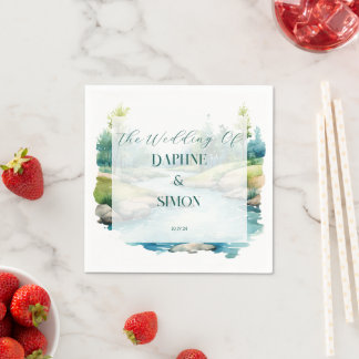 Serviette En Papier Mariage à la Montagne Brumeuse