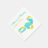Serviette En Papier Mariage à la plage jaune turquoise (Coin)