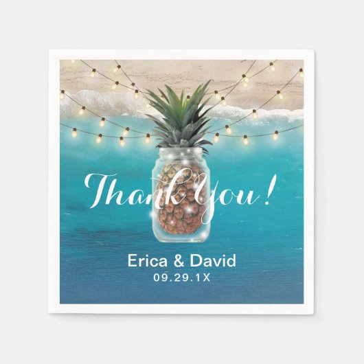 Serviette En Papier Mariage à la plage tropicale Mason Jar (Devant)