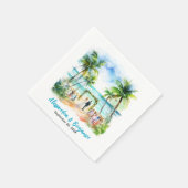 Serviette En Papier Mariage à la plage Watercolor Weddding (Coin)
