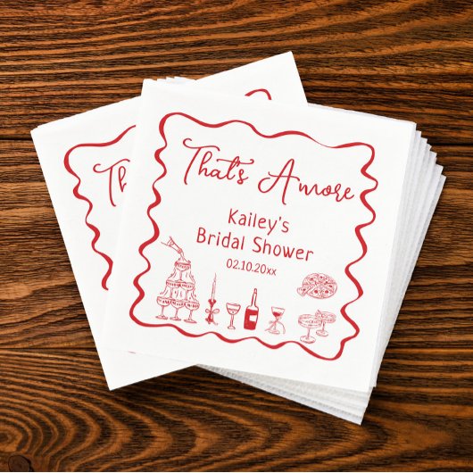 Serviette En Papier Mariage à l'Amore Shower dessiné à la main