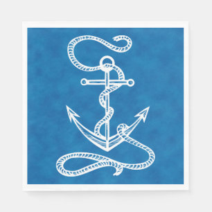 Serviette En Papier Mariage à l'aquarelle bleue d'ancre de navire naut