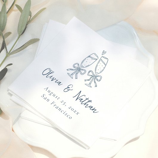Serviette En Papier Mariage à l'arc bleu rétro fantaisiste dessiné à l