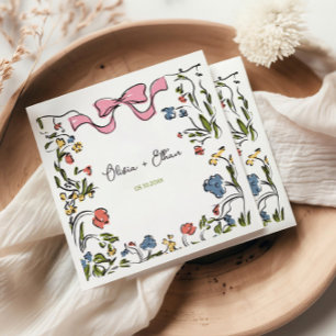 Serviette En Papier Mariage à l'arc floral dessiné à la main