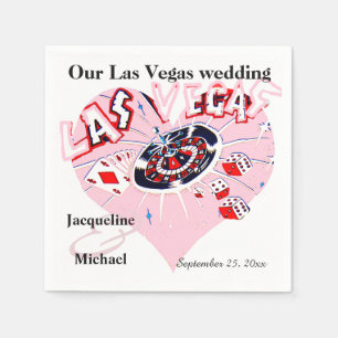 Serviette En Papier Mariage à Las Vegas Cœur Rose