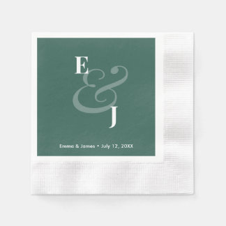 Serviette En Papier Mariage à l'émeraude inversée Ampersand | Sur mesu