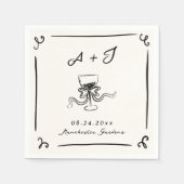 Serviette En Papier Mariage à mâchoires dessinées à la main (Devant)