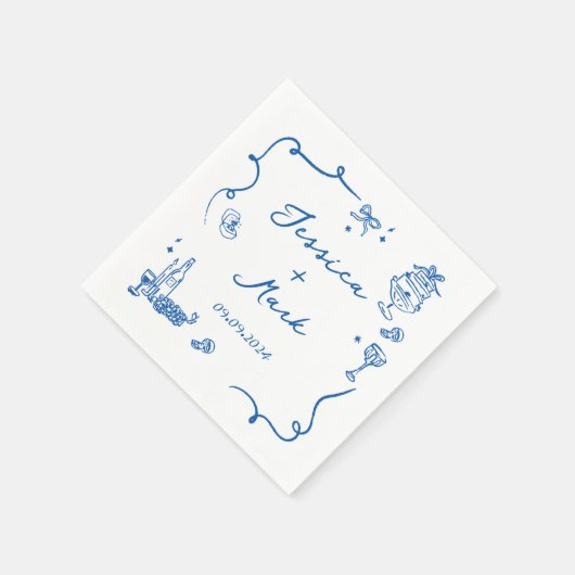 Serviette En Papier Mariage à main blanche (Coin)
