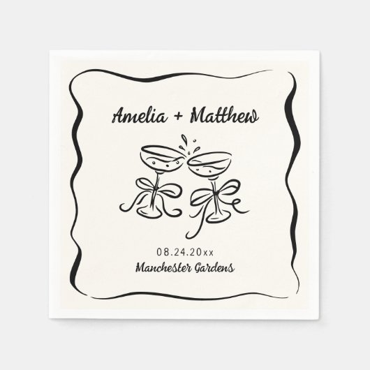 Serviette En Papier Mariage à main moderne et capricieux (Devant)