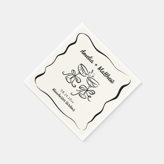 Serviette En Papier Mariage à main moderne et capricieux (Coin)