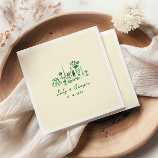Serviette En Papier Mariage à main verte