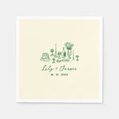 Serviette En Papier Mariage à main verte (Devant)