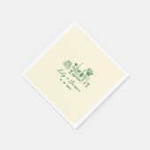 Serviette En Papier Mariage à main verte (Coin)