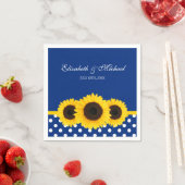 Serviette En Papier Mariage à points Polka bleu blanc Sunflower (En situation)