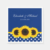 Serviette En Papier Mariage à points Polka bleu blanc Sunflower (Devant)
