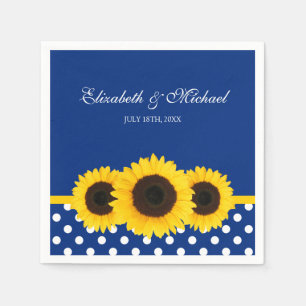 Serviette En Papier Mariage à points Polka bleu blanc Sunflower