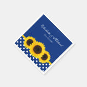 Serviette En Papier Mariage à points Polka bleu blanc Sunflower (Coin)