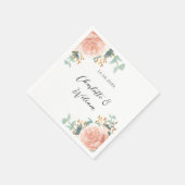 Serviette En Papier Mariage à rougeur rose d'eucalyptus floraux (Coin)