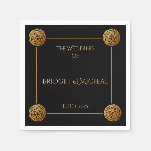 Serviette En Papier Mariage à swirl à noeud triple celtique (Devant)