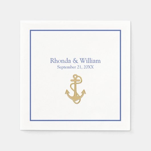 Serviette En Papier Mariage à thème bleu et blanc (Devant)