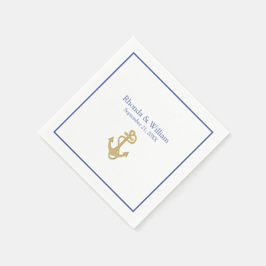 Serviette En Papier Mariage à thème bleu et blanc (Coin)