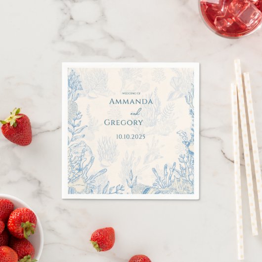 Serviette En Papier Mariage à thème Blue Toile Ocean (En situation)