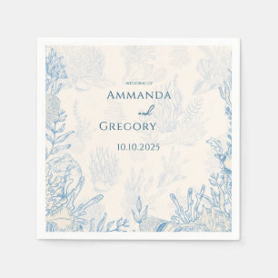 Serviette En Papier Mariage à thème Blue Toile Ocean