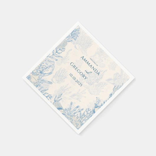 Serviette En Papier Mariage à thème Blue Toile Ocean (Coin)
