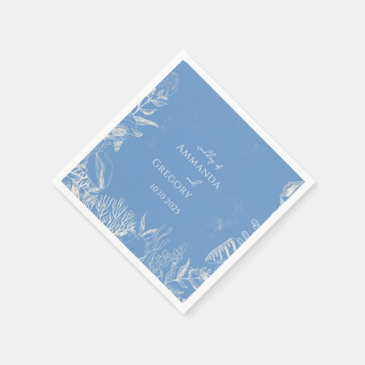 Serviette En Papier Mariage à thème Blue Toile Ocean (Coin)