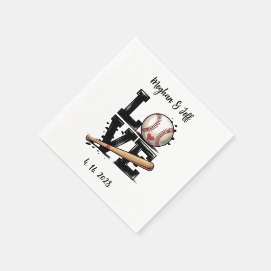 Serviette En Papier Mariage à thème de baseball personnalisé (Coin)