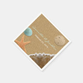 Serviette En Papier Mariage à thème de plage de sable et de coquillage (Coin)