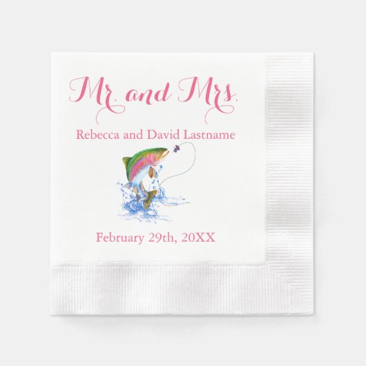Serviette En Papier Mariage à thème de truite de pêche (Devant)
