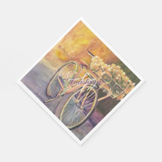 SERVIETTE EN PAPIER MARIAGE À VÉLO DE MATIN MONOGRAM PARTY (Coin)