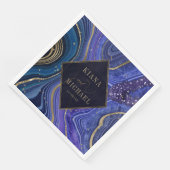 Serviette En Papier Mariage abstrait Agate Minuit v2 ID827 (Coin)