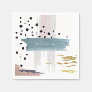 Serviette En Papier Mariage Abstrait Brushstrokes