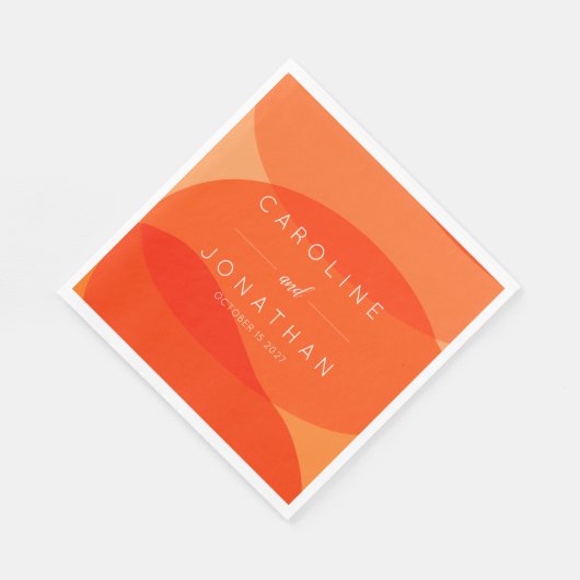 Serviette En Papier Mariage Abstrait Chic Orange Personnalisé Contempo (Coin)