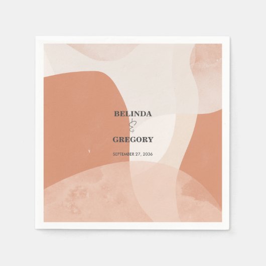Serviette En Papier Mariage Abstrait en terre cuite de Bohême (Devant)