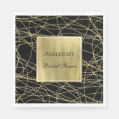 Serviette En Papier Mariage abstrait glamour or noir (Devant)