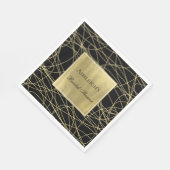 Serviette En Papier Mariage abstrait glamour or noir (Coin)