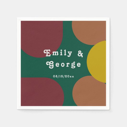 Serviette En Papier Mariage Abstrait moderne Super rétro 70 (Devant)