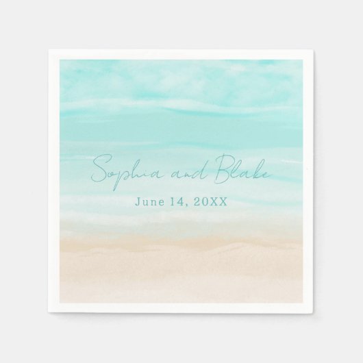 Serviette En Papier Mariage Abstrait moderne sur la plage (Devant)